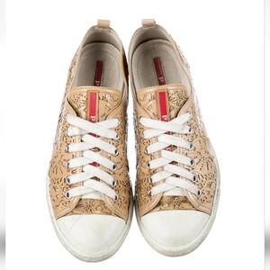 Prada Sport Authentic Patent Leather Printed Sneakers Women's Size: 7 | IT 37